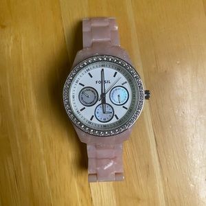 Pink Fossil quartz watch